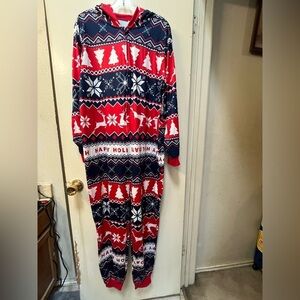 Festive Red and Blue Holiday Onesie women’s 2XL​